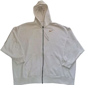 Vintage Nike White Full-Zip Fleece Hoodie